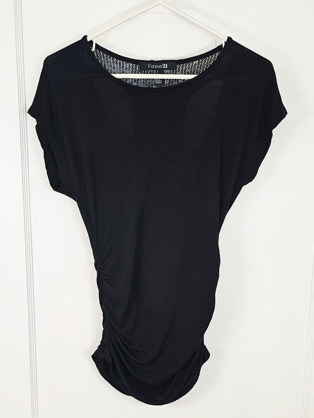 Sequin Ruched Sides Short Sleeve Tee